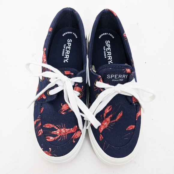 Sperry Shoes Sperry Crest Boat Shoes Lobsters New 5 Navy Red Poshmark